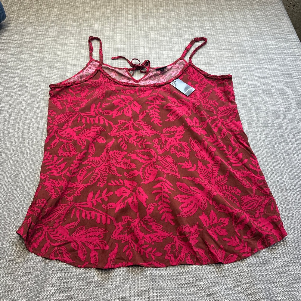 New Torrid Tank Top 1X 14-16 Braided‎ Sleeveless Leaf Print Challis Boho